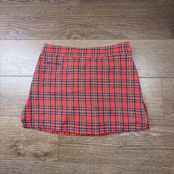 Boston Proper Women's Red Plaid Mini Skort, Tartan Plaid, Holiday, Fall Size 8 - Picture 1 of 9